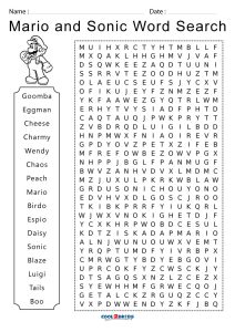 Printable sonic word search