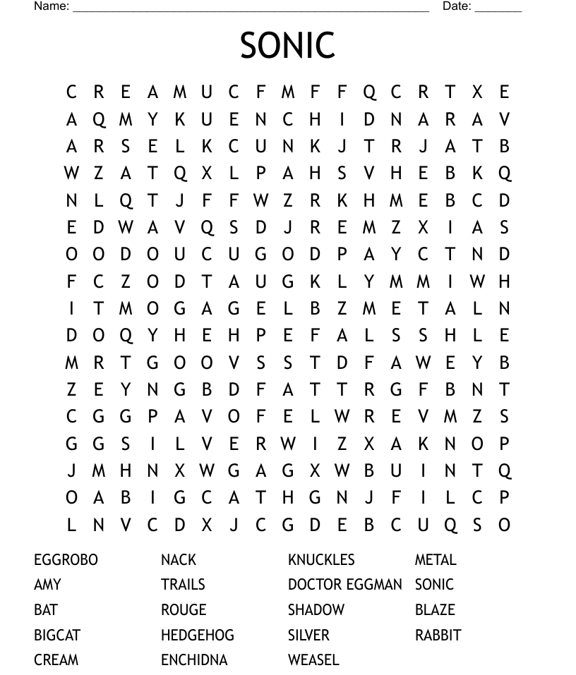 Sonic word search