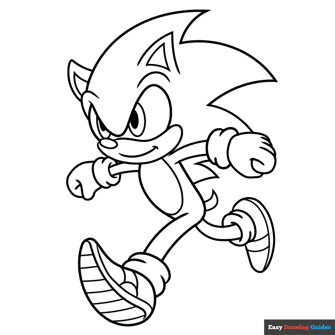 Sonic the hedgehog running coloring page easy drawing guides