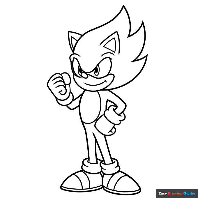 Super sonic coloring page easy drawing guides