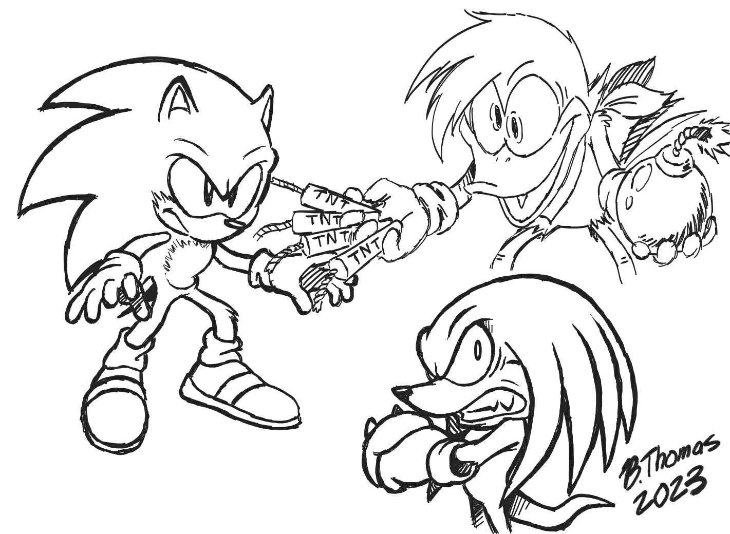 Some sketches of sonic knuckles and bean i drew when i was bored rsonicthehedgehog