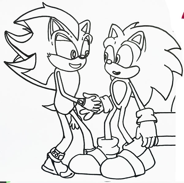 Sonic and shadow shaking hands coloring pages