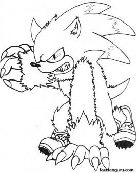 Printable sonic the hedgehog werehog coloring in sheets