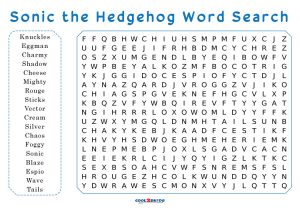 Printable sonic word search