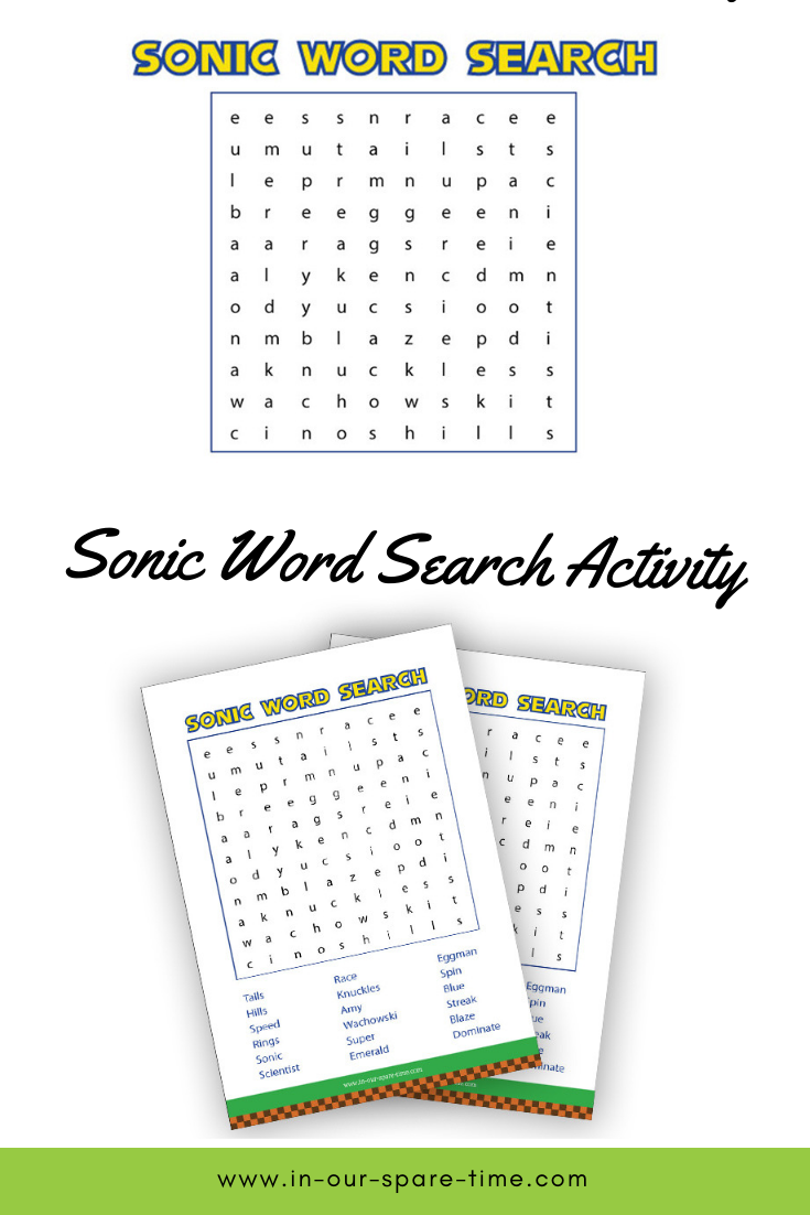 Sonic printable word search and sonic boom dvd word search printables sonic business for kids