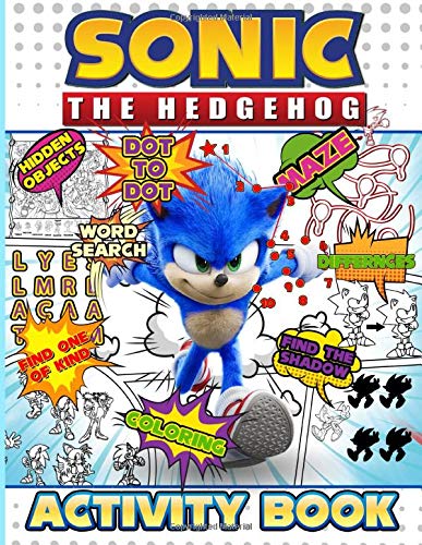 Sonic the hedgehog activity book premium kid coloring word search maze dot to dot spot differences find shadow one of a kind hidden objects activities books for women and men by ishiwari