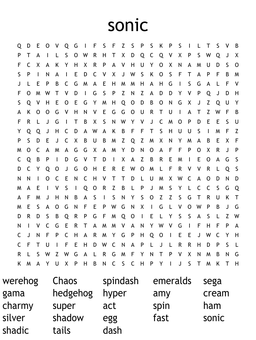 Sonic word search