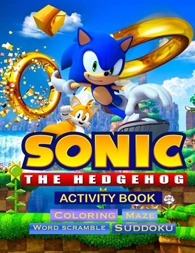 Sonic the hedgehog activity book coloring maze word scramble dot to dot find the match and more inside by jenny crane