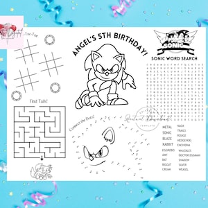 Sonic coloring page birthday