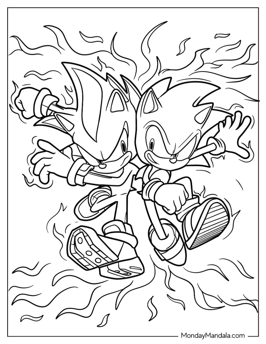 Shadow sonic coloring pages free pdf printables