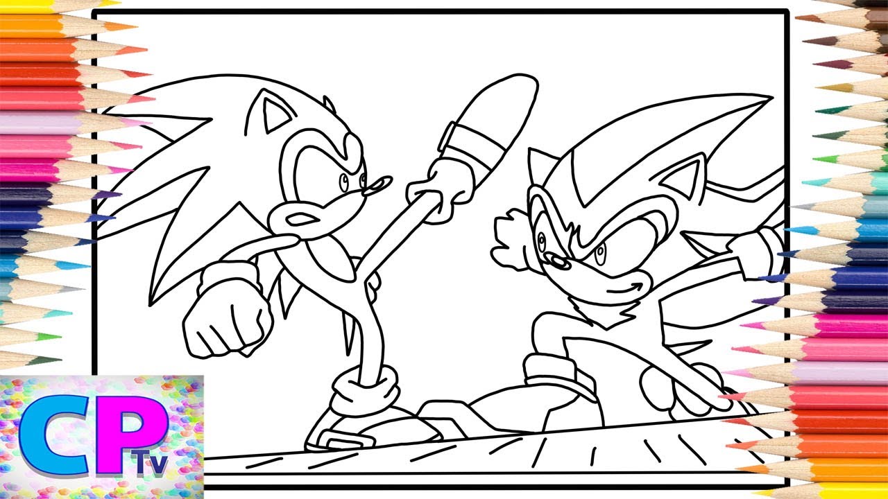 Sonic fights shadow coloring pagessonic the hedgehogrodsyk