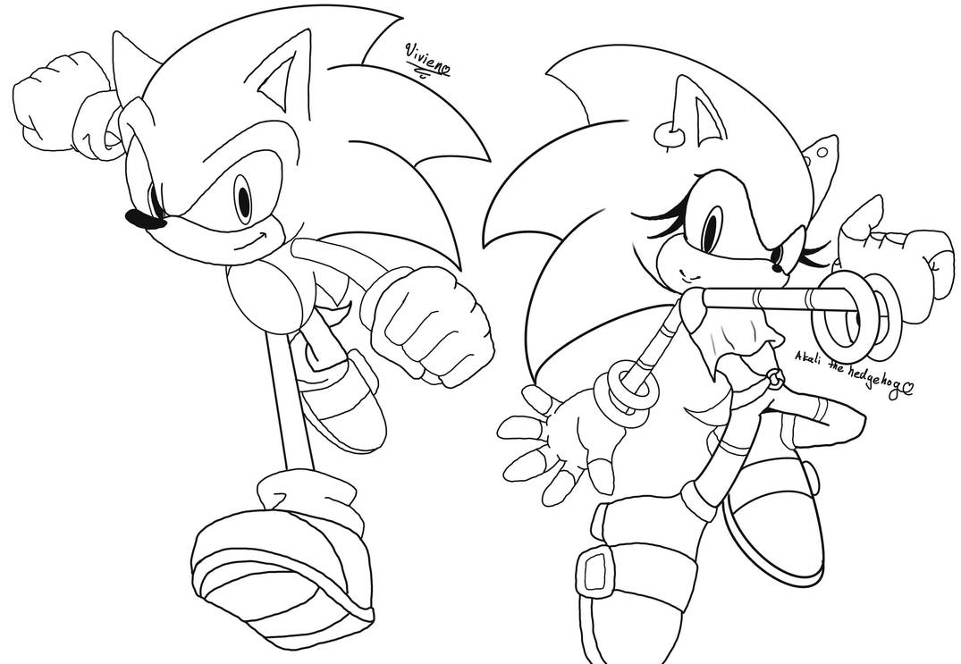 Sonic and sonica coloring page by akalithehedgehog on