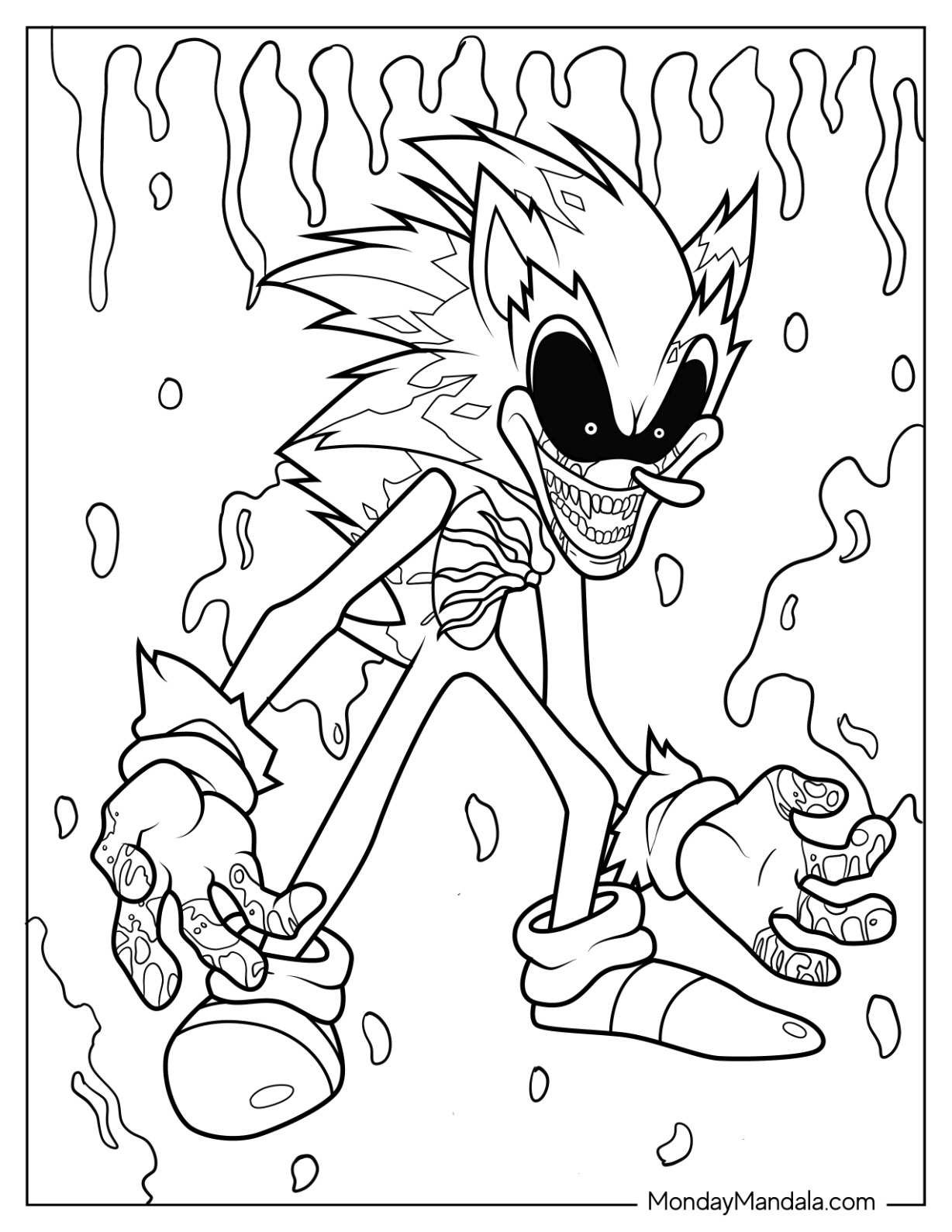 Sonic exe coloring pages free pdf printables