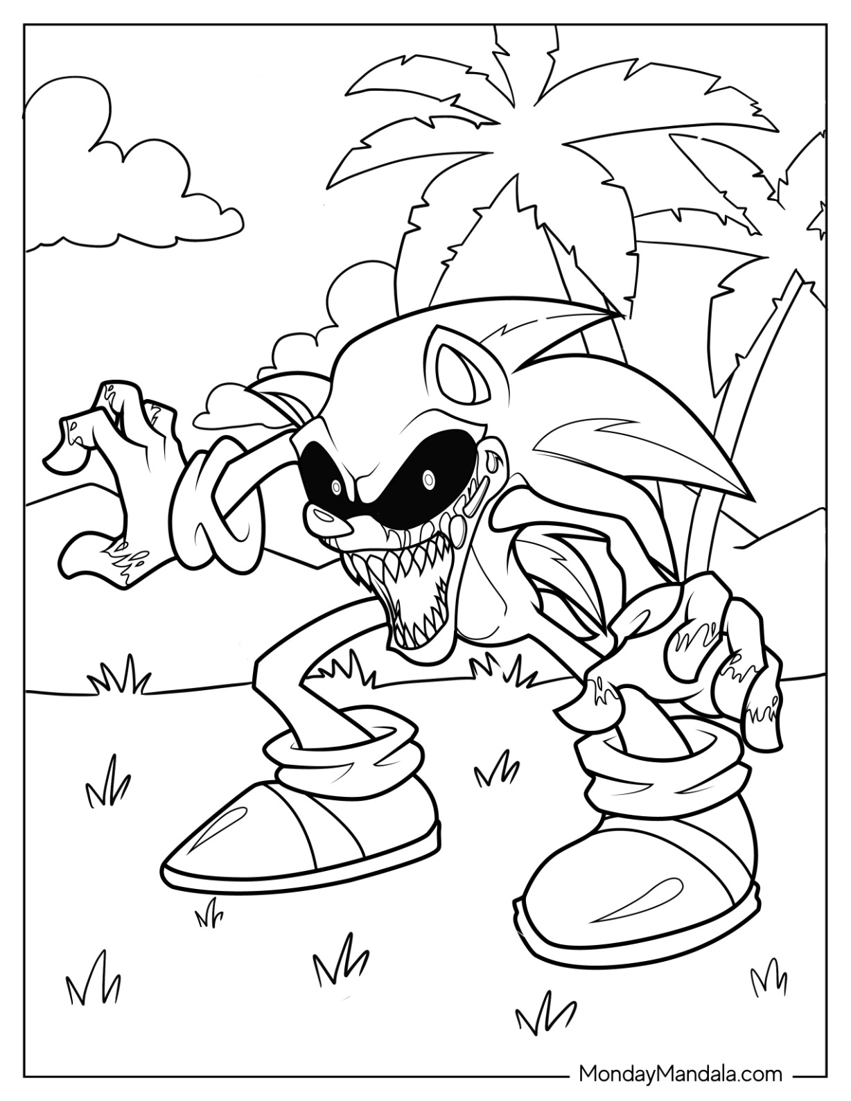 Sonic exe coloring pages free pdf printables