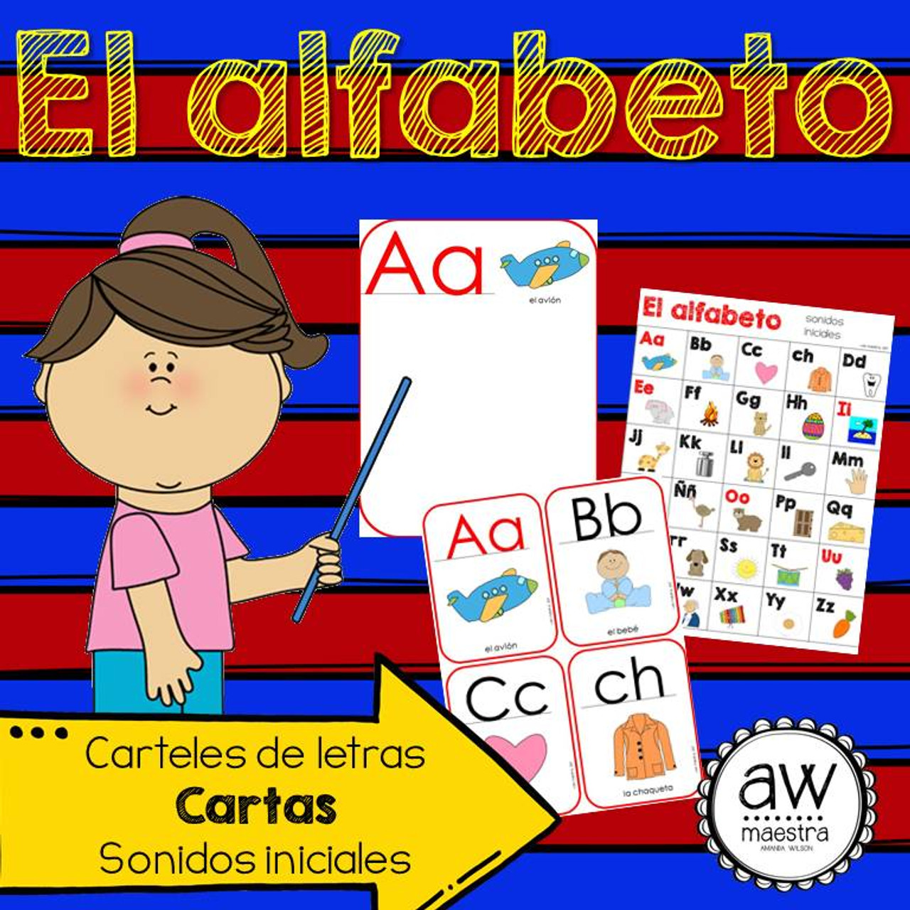 Spanish alphabet posters abc flash cards initial sounds chart