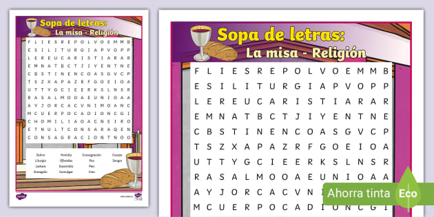 Sopa de letras la misa teacher