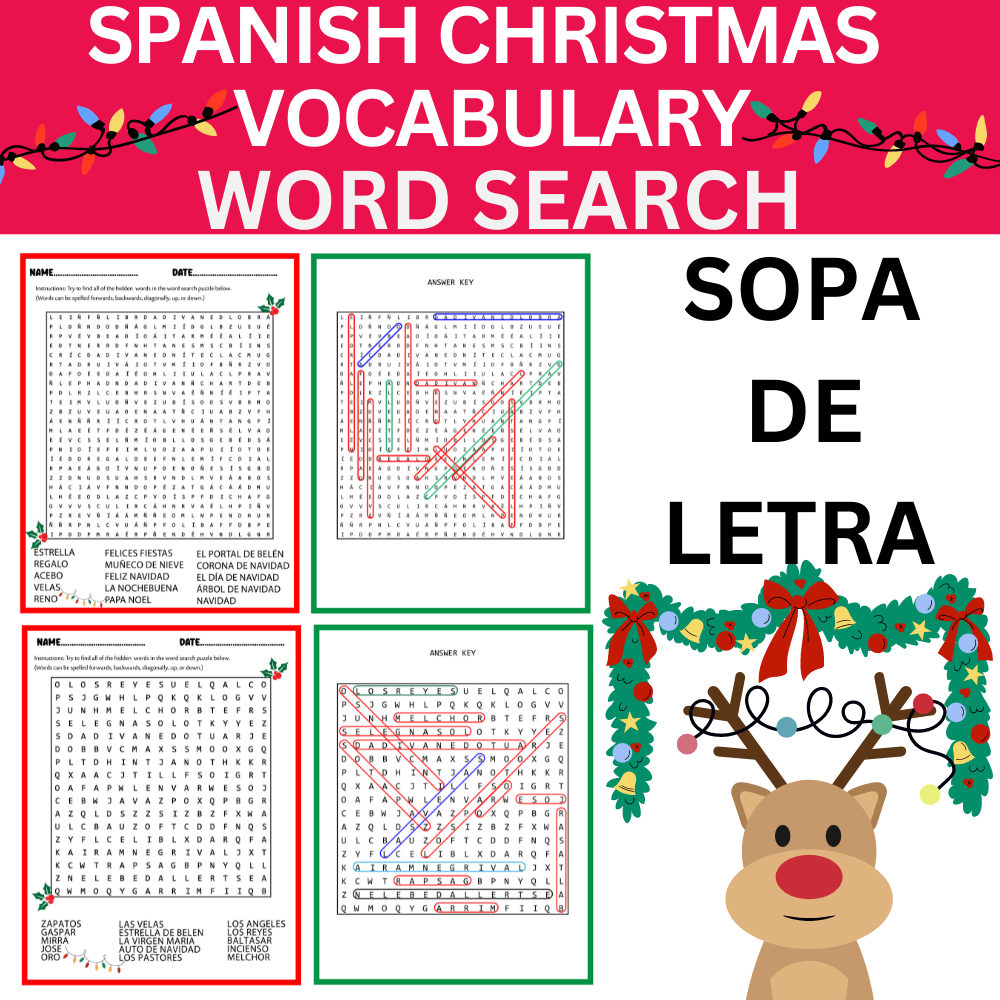 Spanish christmas word searchsopa de letra de navidad