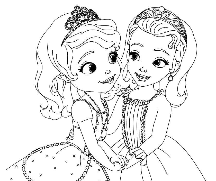 Princess sofia and amber coloring page