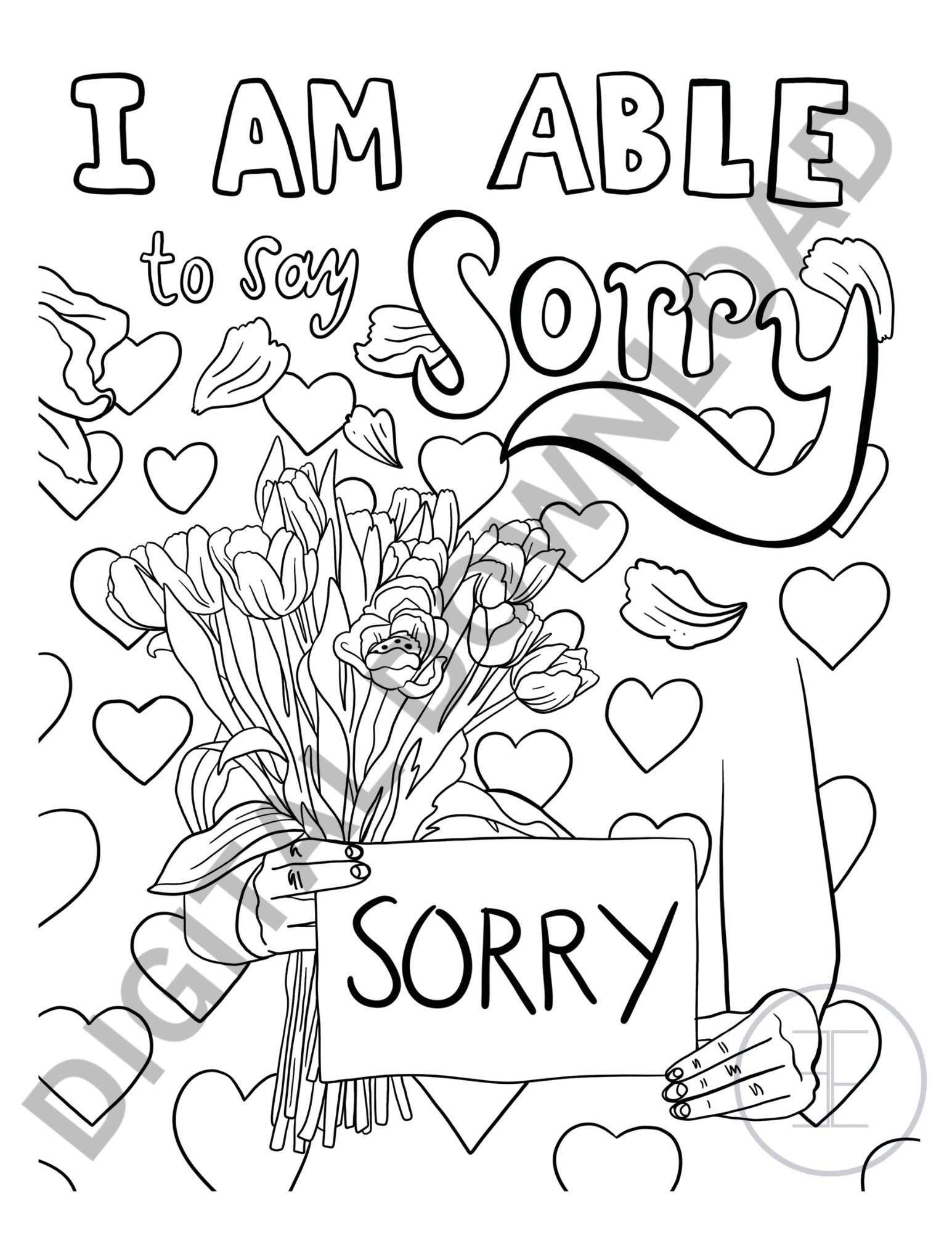 Digital download mental health self care affirmations coloring page for anxiety mindfulness and stress relief for adults and kids