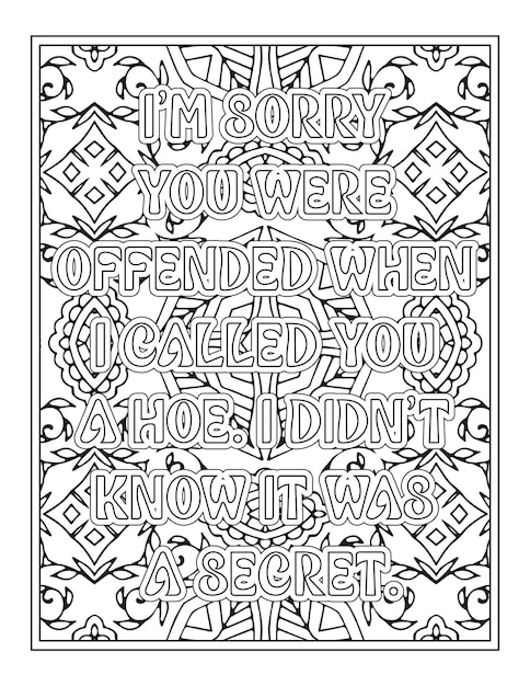 Premium vector swear word quotes coloring pages for coloring book