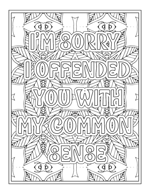 Premium vector swear word quotes coloring pages for coloring book