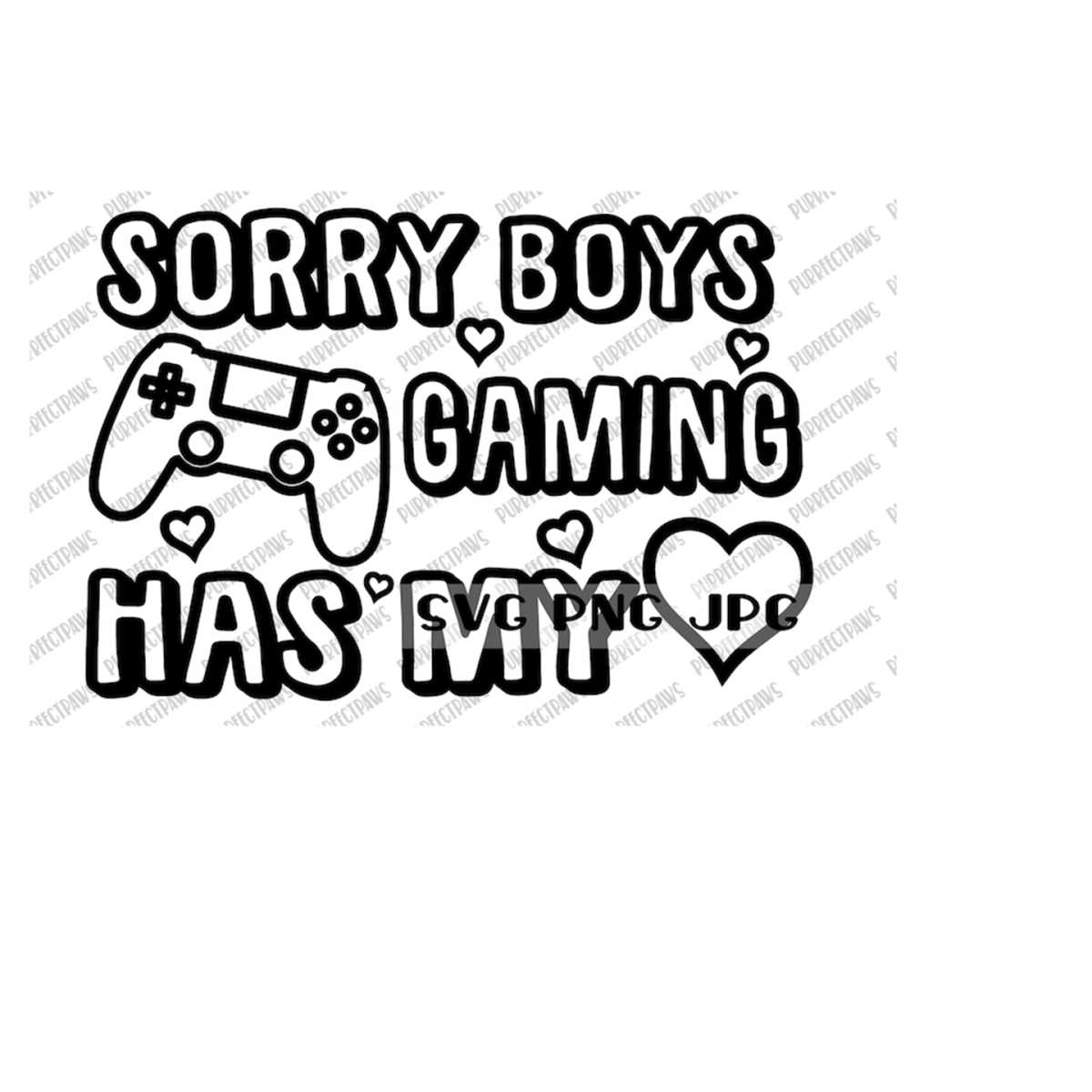 Sorry boys gaming has my heart coloring svg coloring page