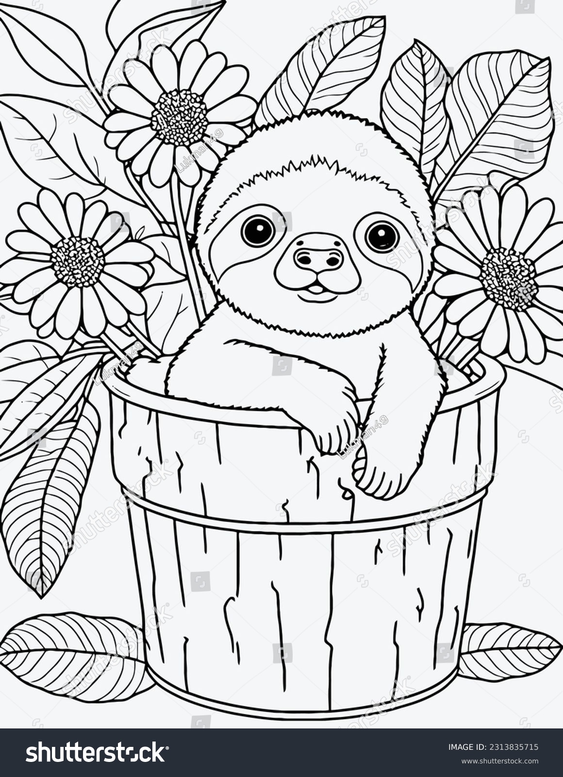 Cute cartoon animal coloring page nature stock