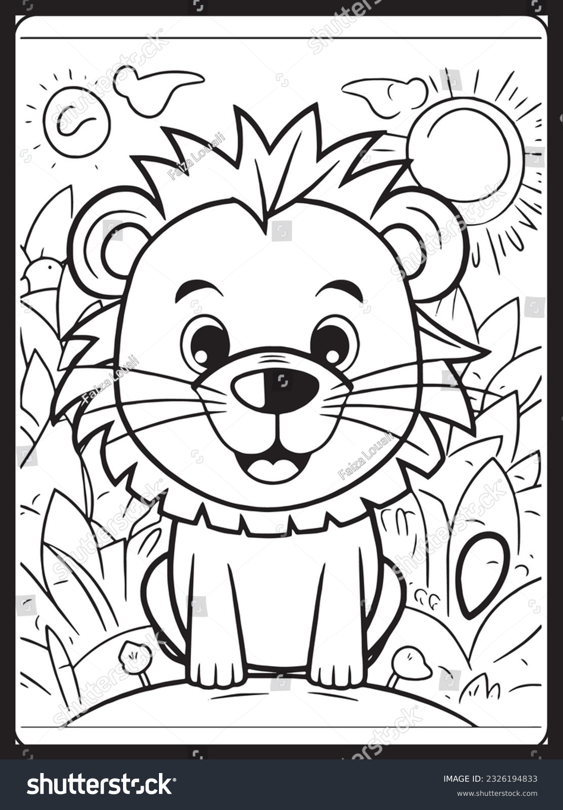 Safari animals coloring pages kids stock