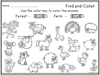 Animal habitats sorting and worksheets