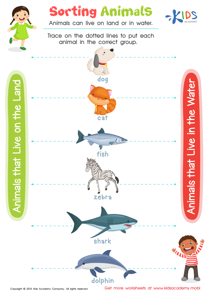 Sorting animals worksheet free printable pdf for kids