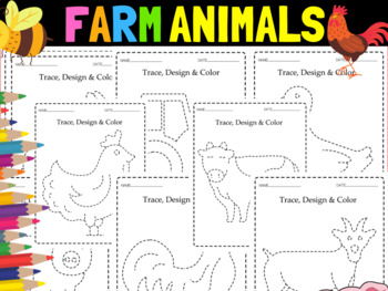 Farm animals coloring pages pencil control handwriting practice activity teaching resources
