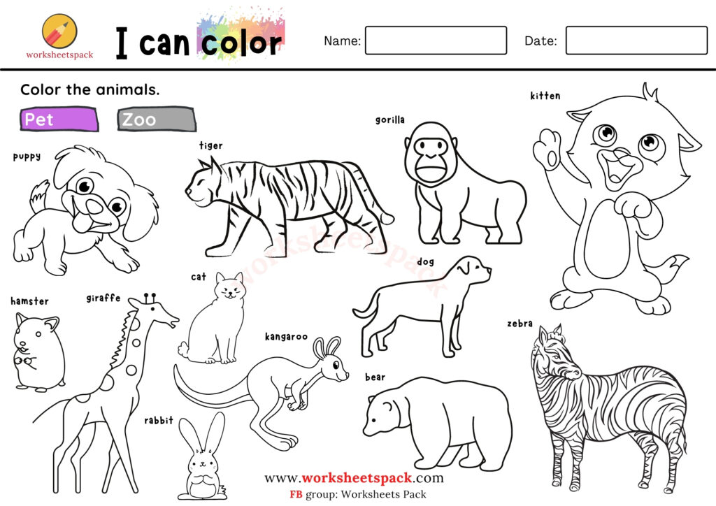 Free printable animals coloring pages