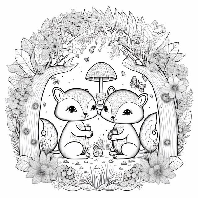 Cute coloring pages kinda rmidjourney