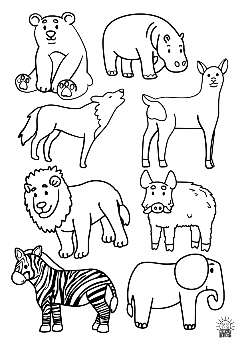 Printable animal sorter for kids forest farm savanna arctic amax kids