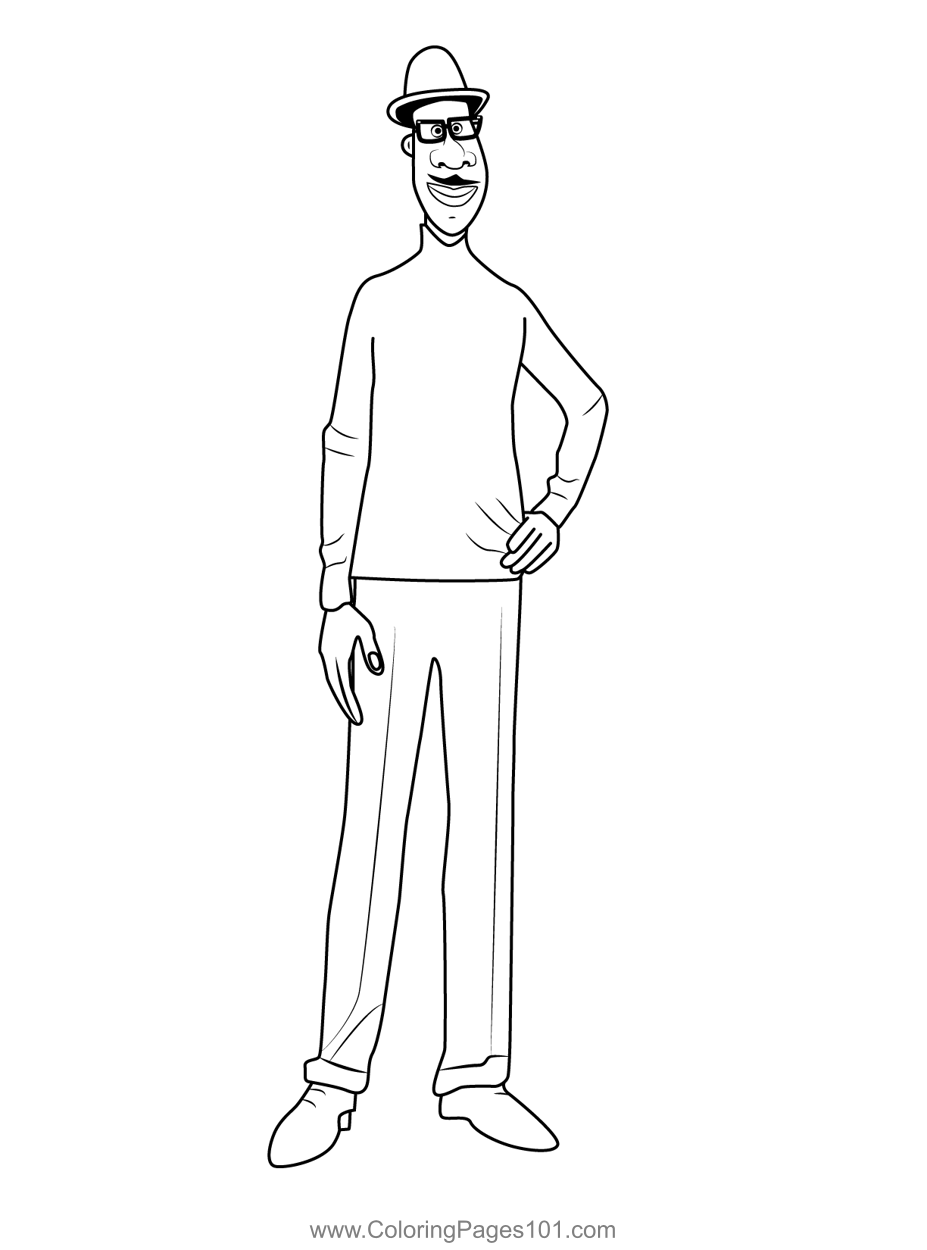 Joe gardner soul coloring page for kids