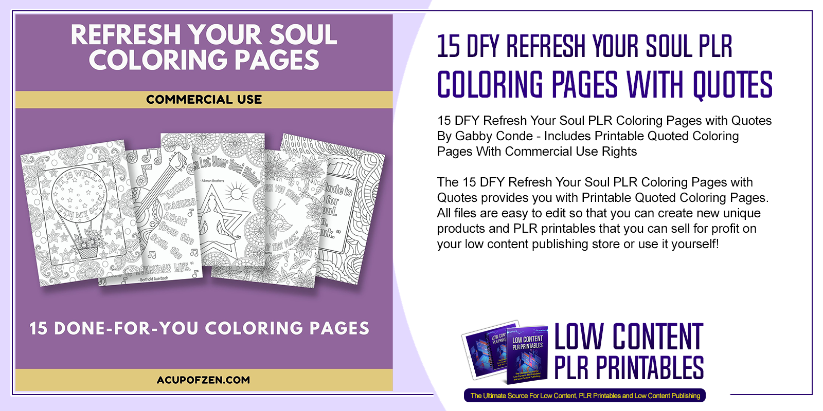 Dfy refresh your soul plr coloring pages with quotes plr print