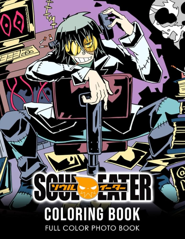 Soul eater coloring book maka and soul battle the witch medusa anime character tv series coloring book gift x unique coloring pages in black line art relaxing gift