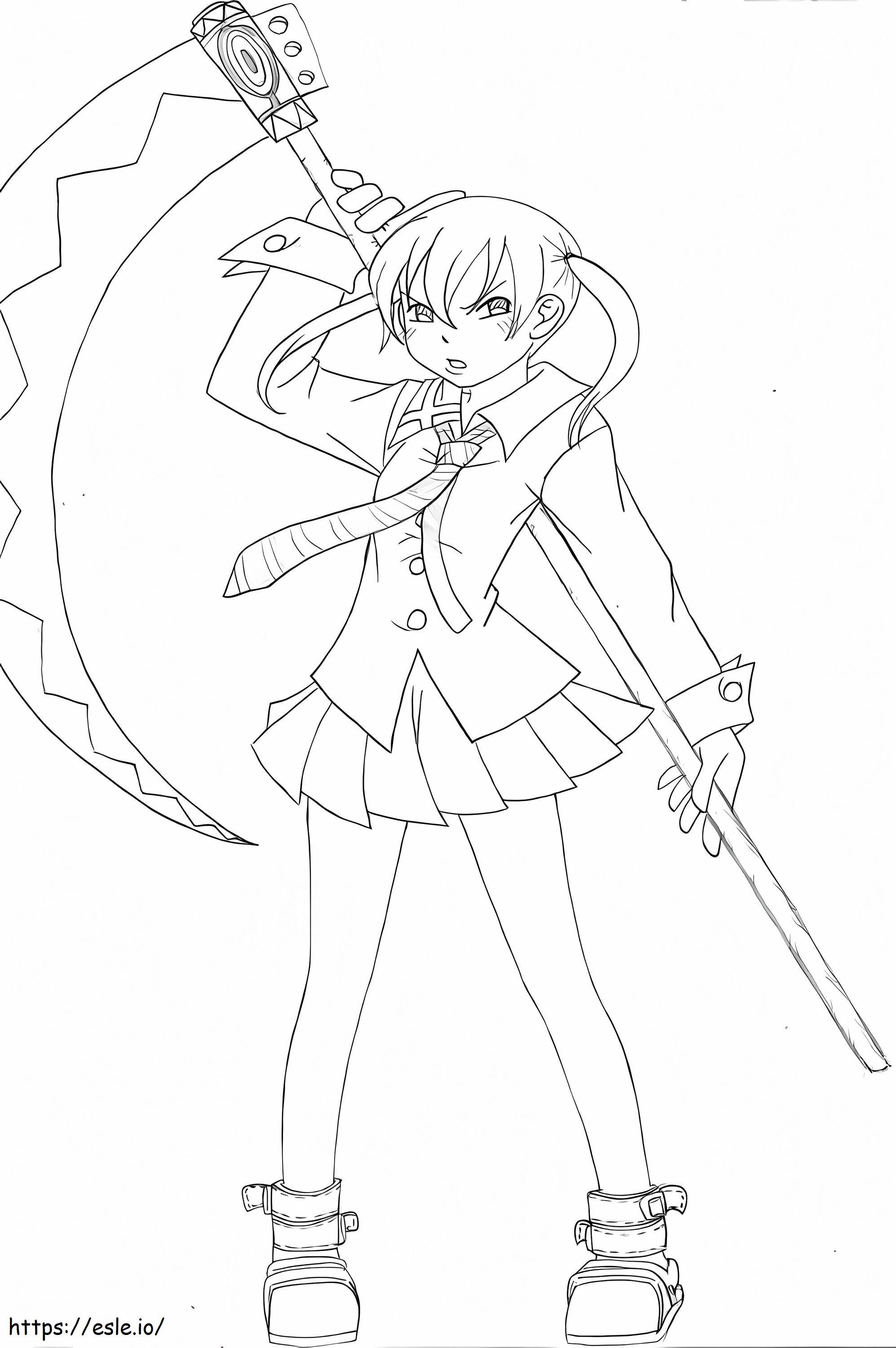 Maka albarn from soul eater bored coloring page