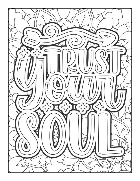 Premium vector motivational quotes coloring page inspirational quotes coloring page adult coloring page