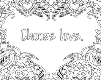 Love conquers all soulmate couple adult coloring book digital download