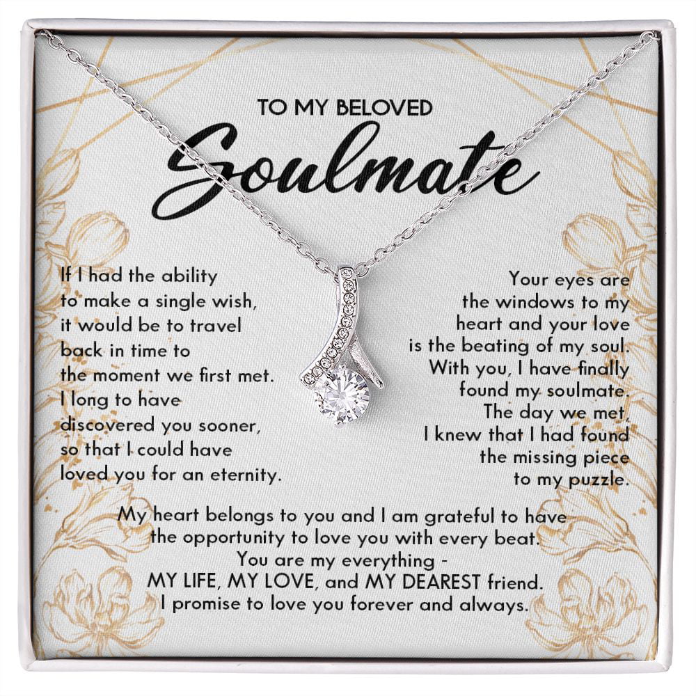 Alluring beauty necklace message card to my beloved soulmate