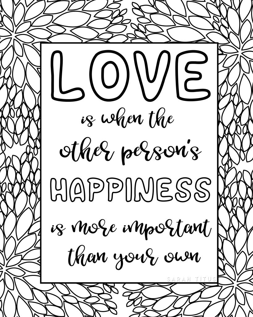 Free printable love quotes coloring sheets