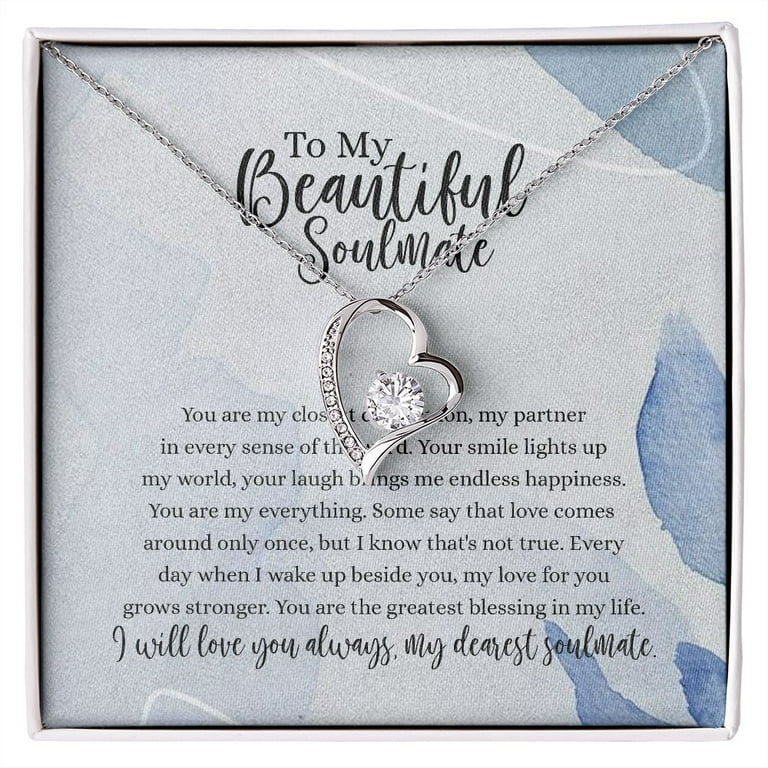 Forever love necklace message card to my beautiful soulmate your smile lights up my world