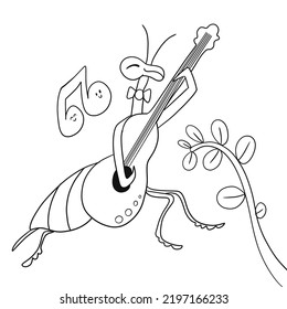 Sing music insect coloring page stock illustration