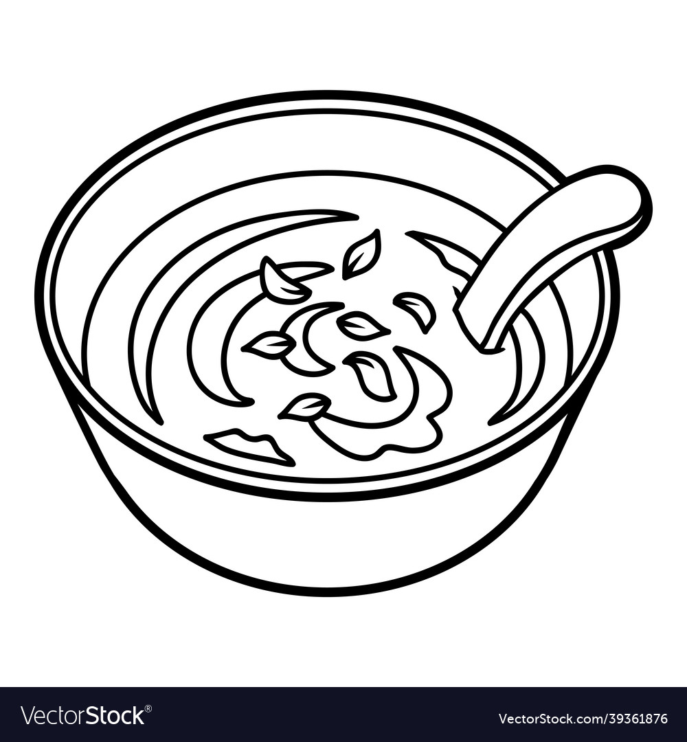 Coloring book bowl of soup royalty free vector image