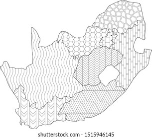 Coloring page south africa map administrative stock vector royalty free