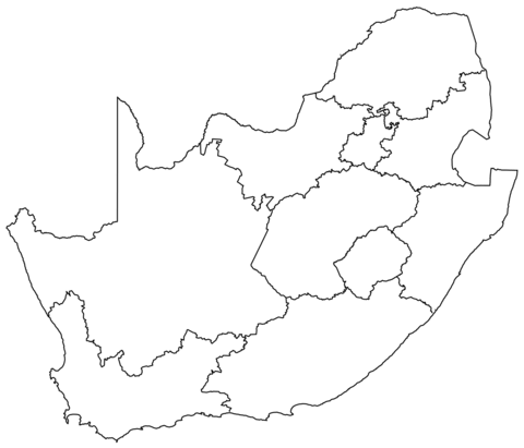 Outline map of south africa with provinces coloring page free printable coloring pages