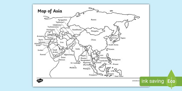 Asia map worksheets learning resources