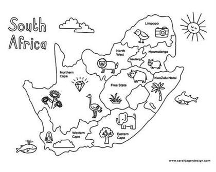 South africas provinces print beautiful free colouring page here parent south africa map south african art south africa flag