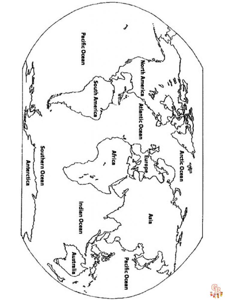 Explore the world with free world map coloring pages